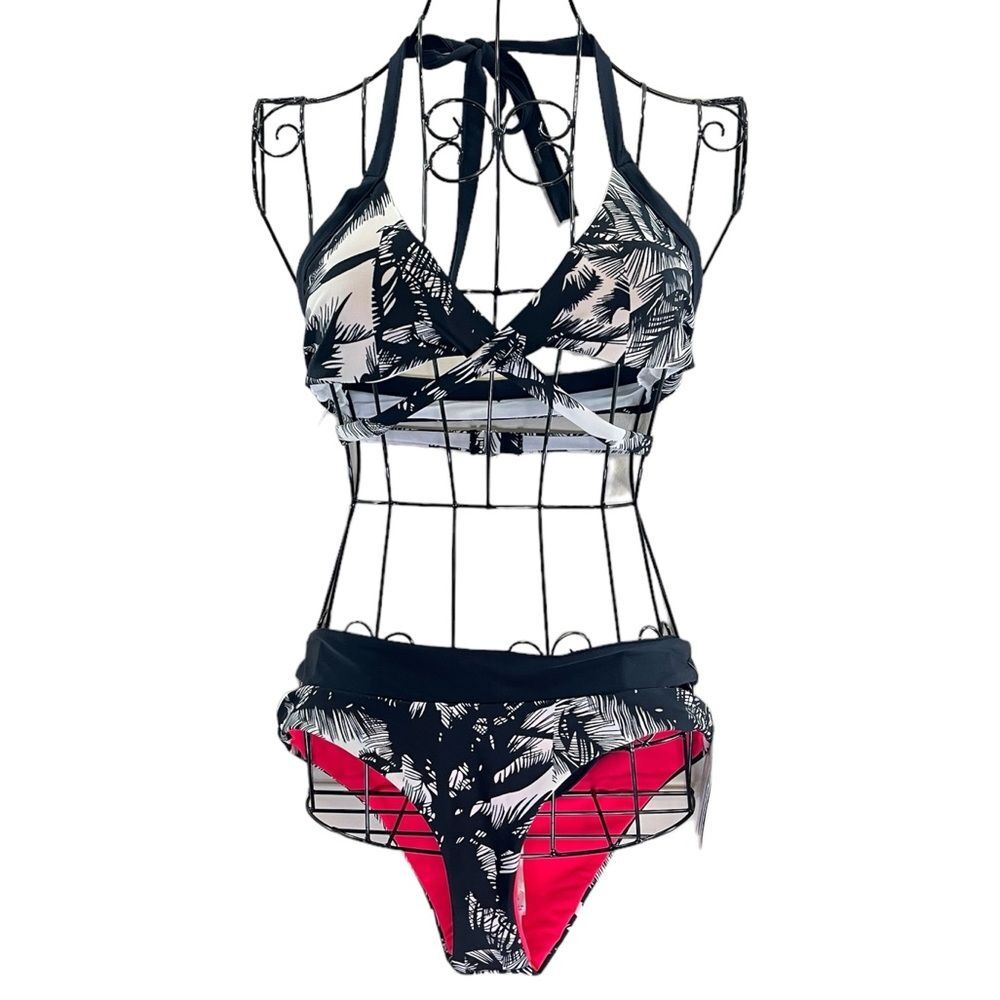 Fabletics Malibu Juliana & NEW Andrea Reversible Bikini Tropical Swim Suit S/6